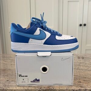 Nike Air Force 1 Blue and White Sneakers